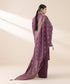 Unstitched Women's Embroidered Textured Lawn Purple Three Piece Suit